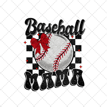 Checkered Baseball Mama Transfer