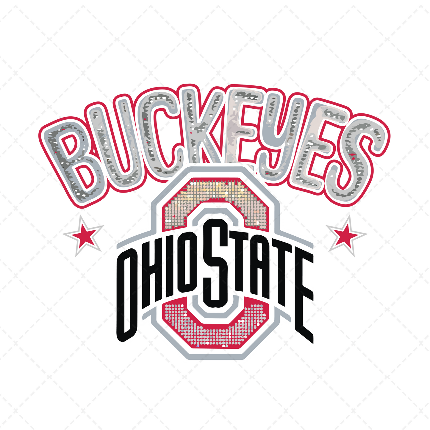 OH State Buckeyes Rhinestone Transfer ** TWO PART* SOLD SEPARATELY**