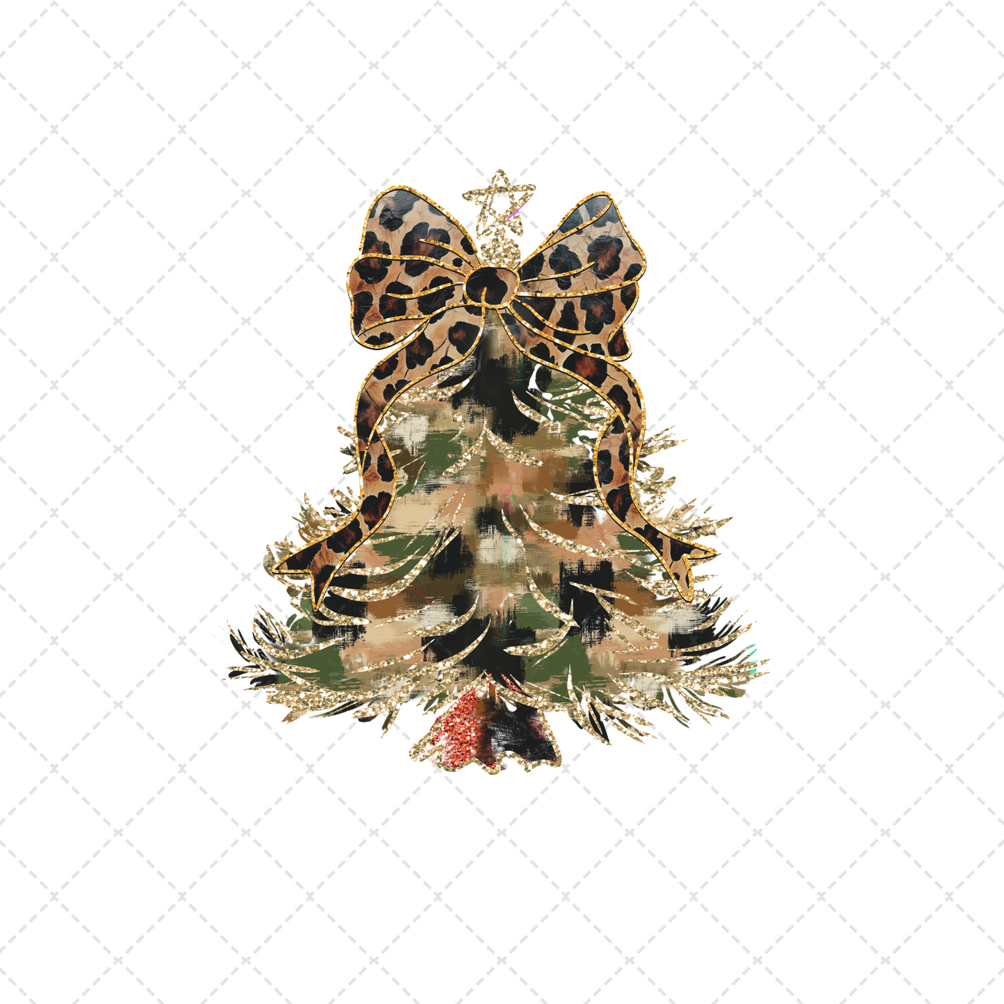 Camo Christmas Tree With Leopard Bow Transfers