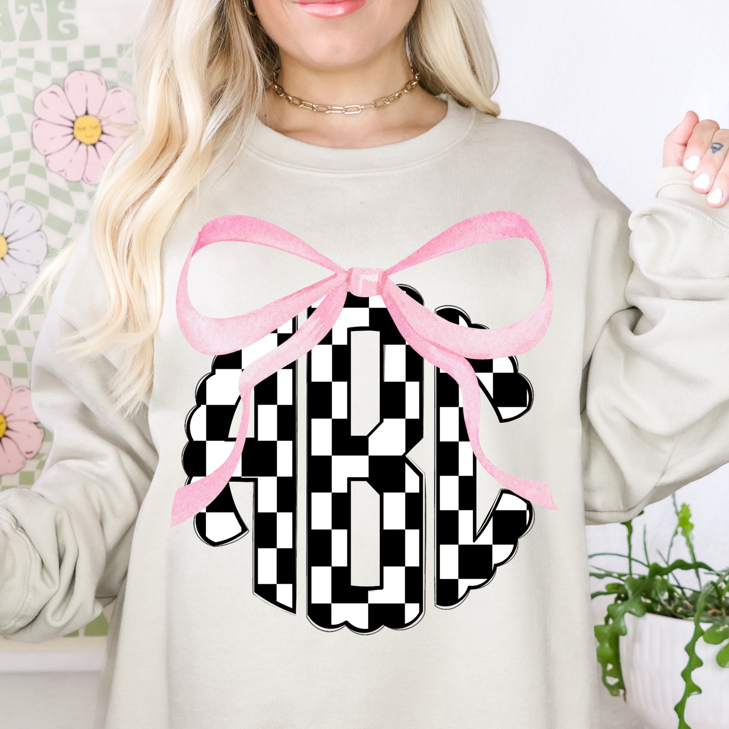 Black & White Checkered- Custom Monogram Transfer