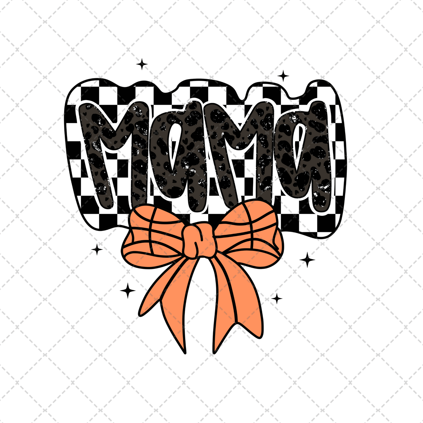 Checkered Basetball Mama Coquette Transfer