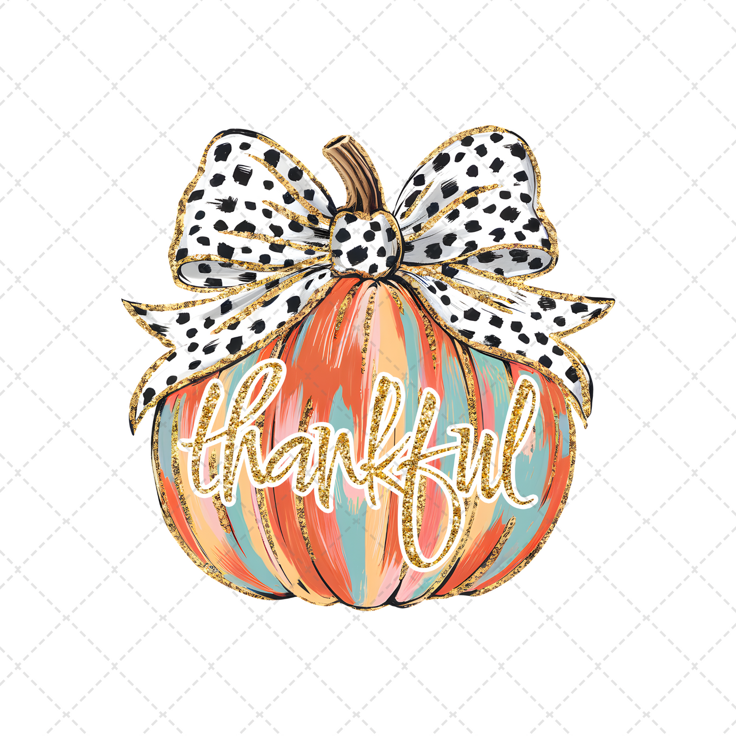 Thankful Brush Stroke Pumpkin Transfer