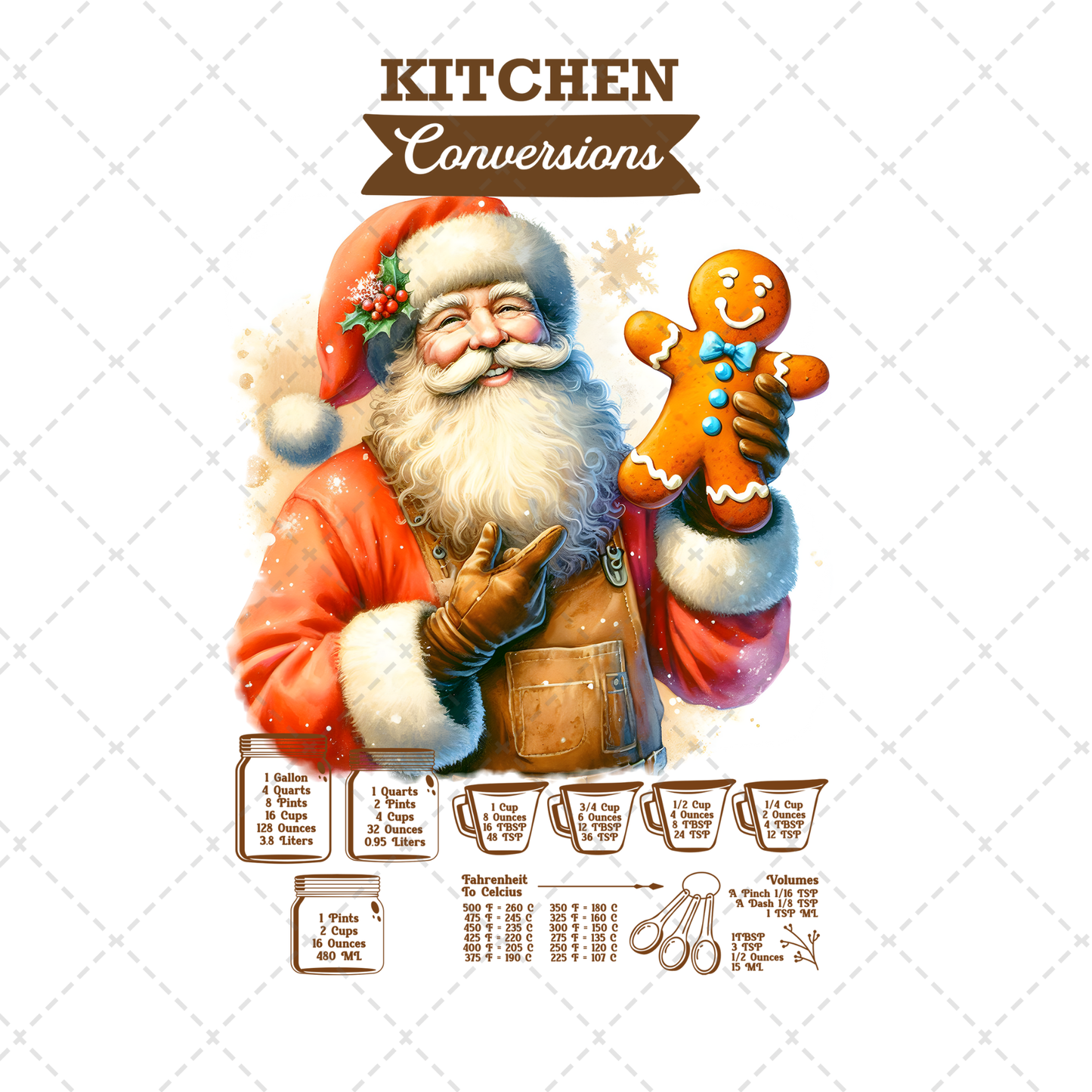 Santa Kitchen Conversion 4 Tea Towel Transfer