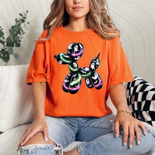 Purple Green Ghost Balloon Dog Transfer