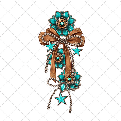 Turquoise Conchos Heart Transfer ** TWO PART* SOLD SEPARATELY**