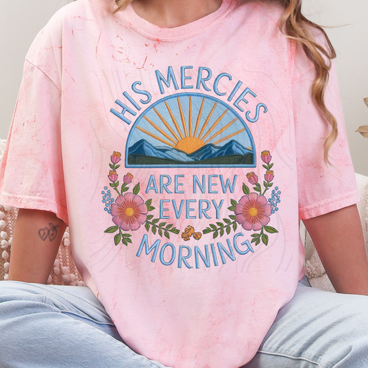 His Mercies Are New Faux Embroidery Transfer