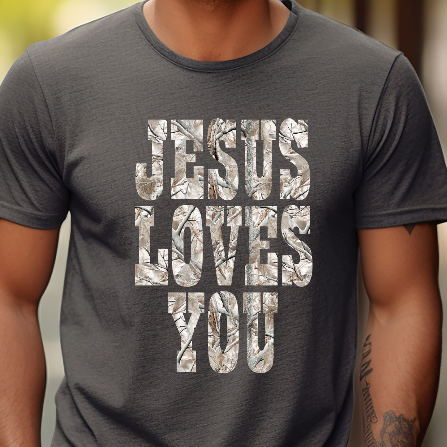 Jesus Loves You Camo Transfer