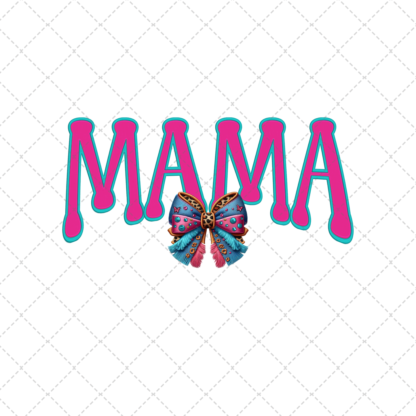 Hot Pink Mama Bow Transfer ** TWO PART* SOLD SEPARATELY**