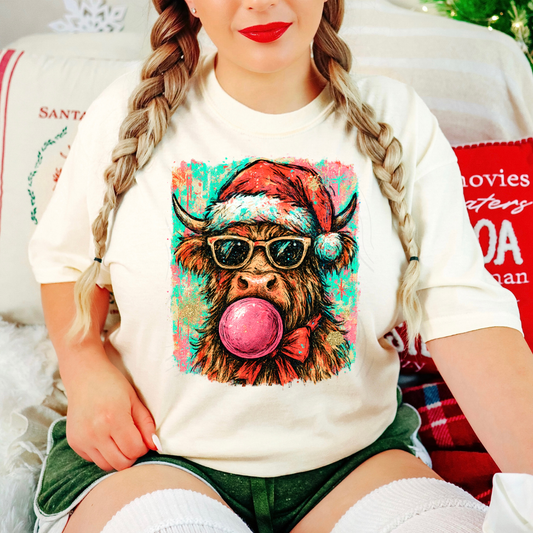 Watercolor Cristmas Cow Transfer