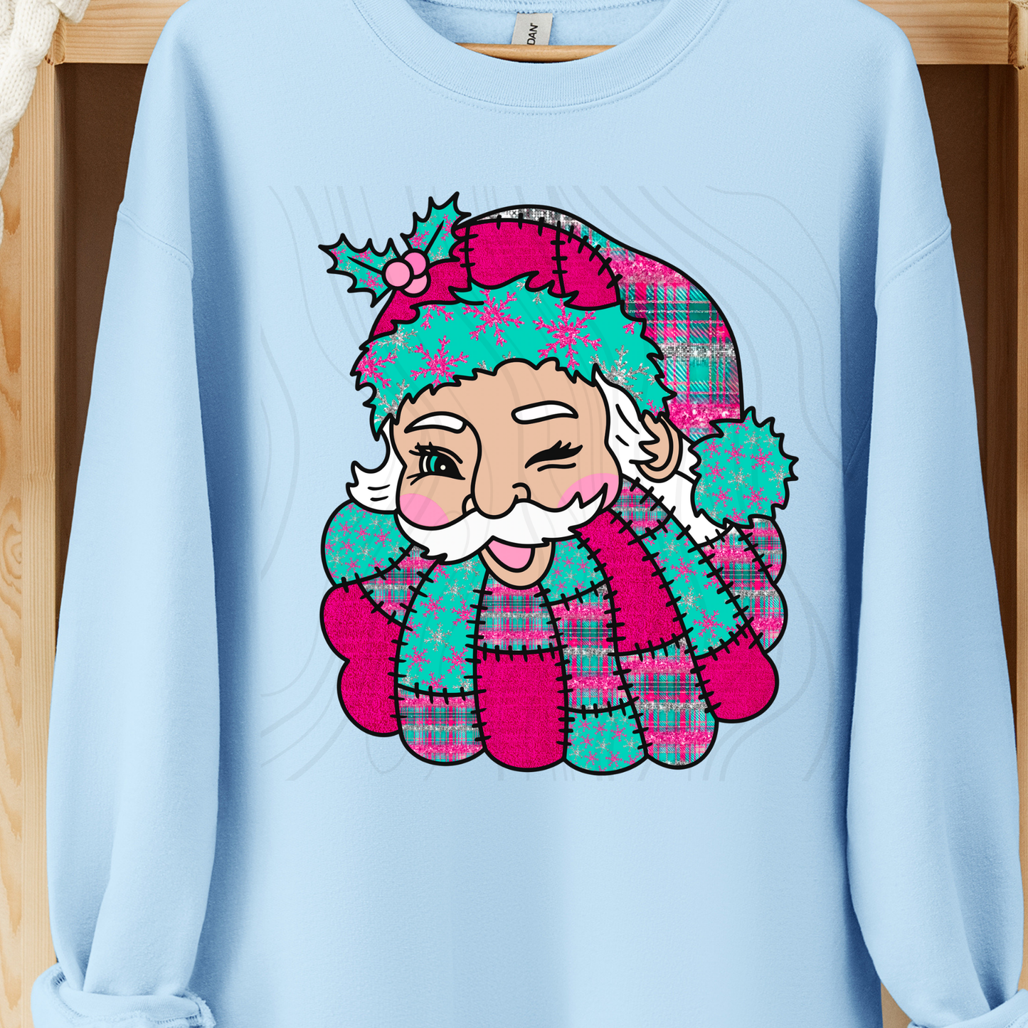 Teal Pink Santa Transfer**SOLD SEPARATELY**
