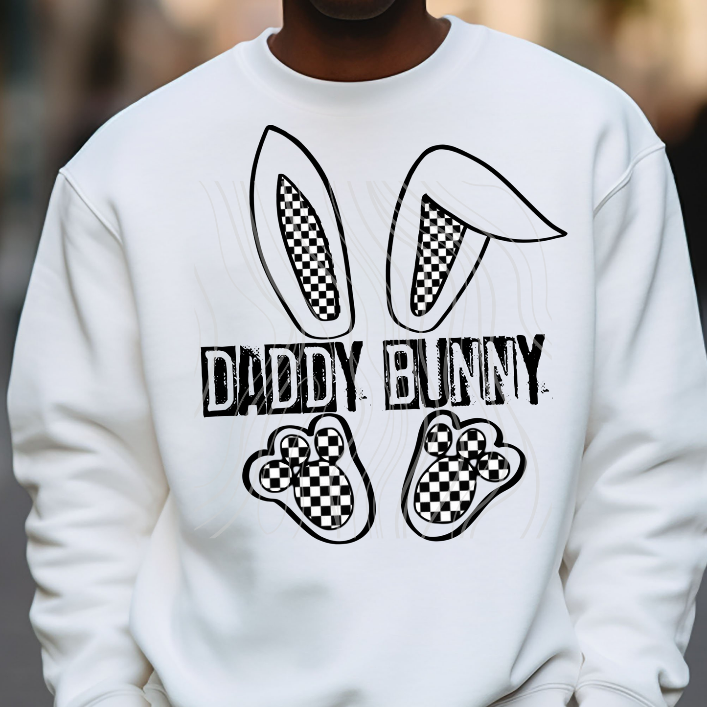 Checkered Family Title Bunny Transfer **SOLD SEPARATELY**