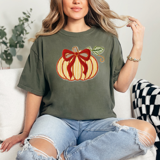 Pumpkin Yellow Red Bow Transfer