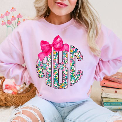 Coquette Pink Floral - Custom Monogram Transfer