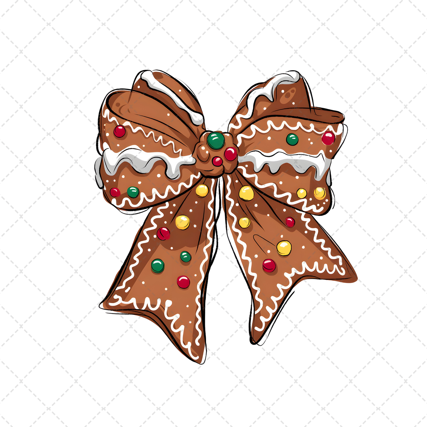 Christmas Gingerbread Side Bow Transfer