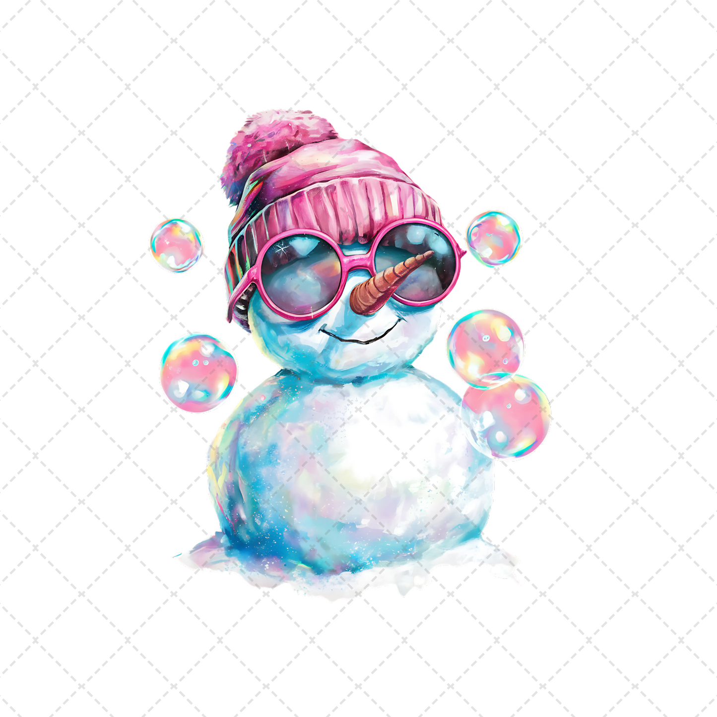 Watercolor Snowman Bubbles Transfer