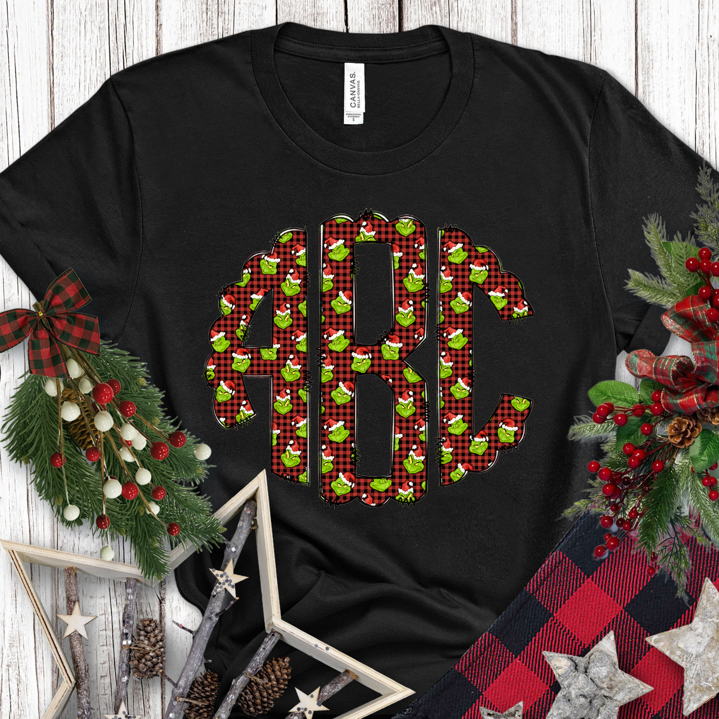 Red Plaid Gman  - Custom Monogram Transfer