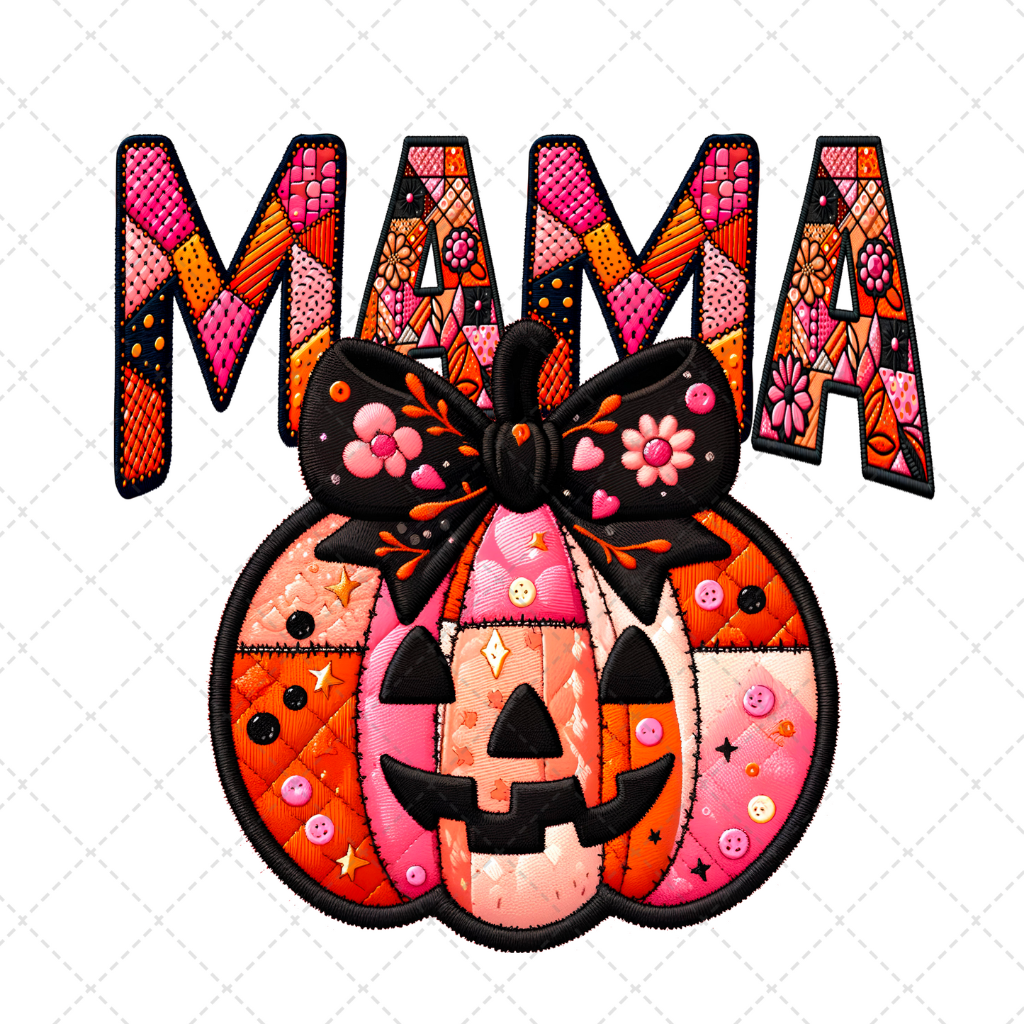 Mama/Mini Patchwork Pumpkin Transfer ** TWO PART* SOLD SEPARATELY**