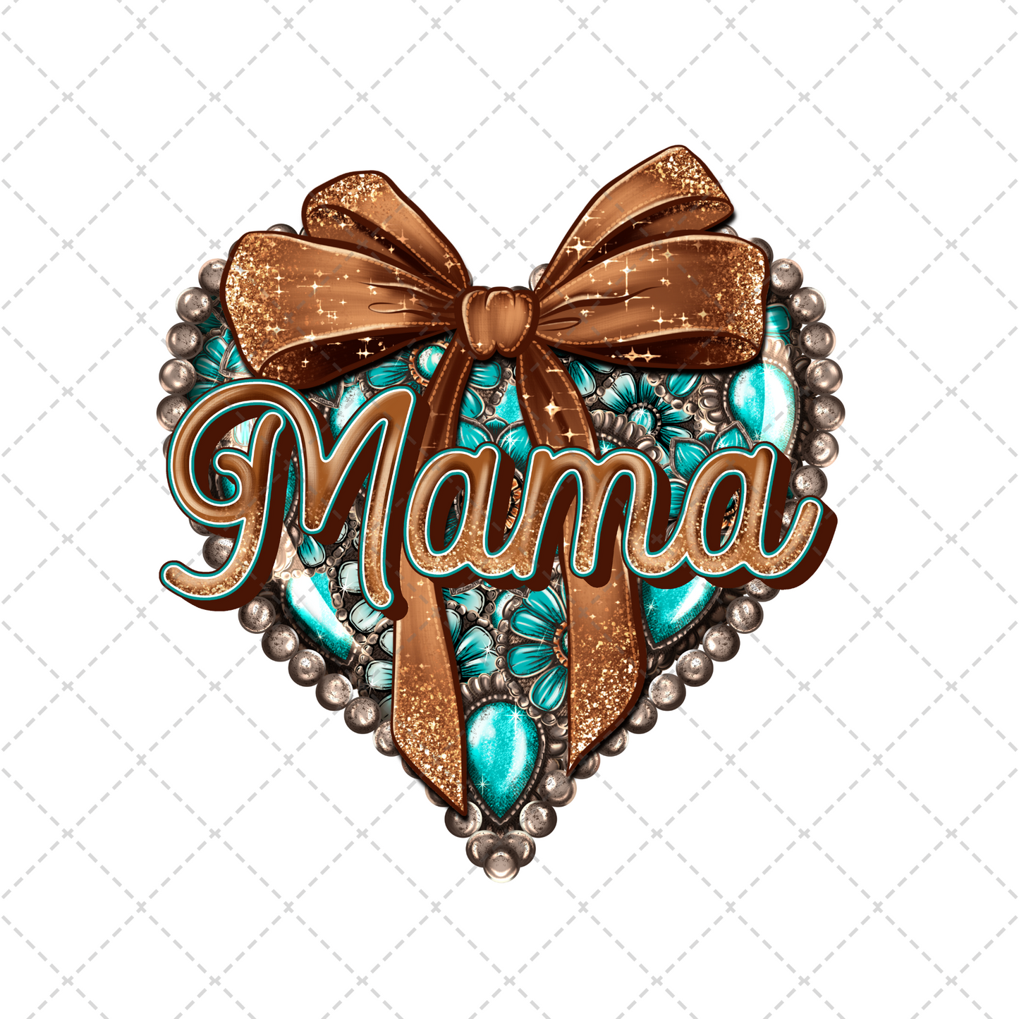 Mama Mini Teal Heart Transfer