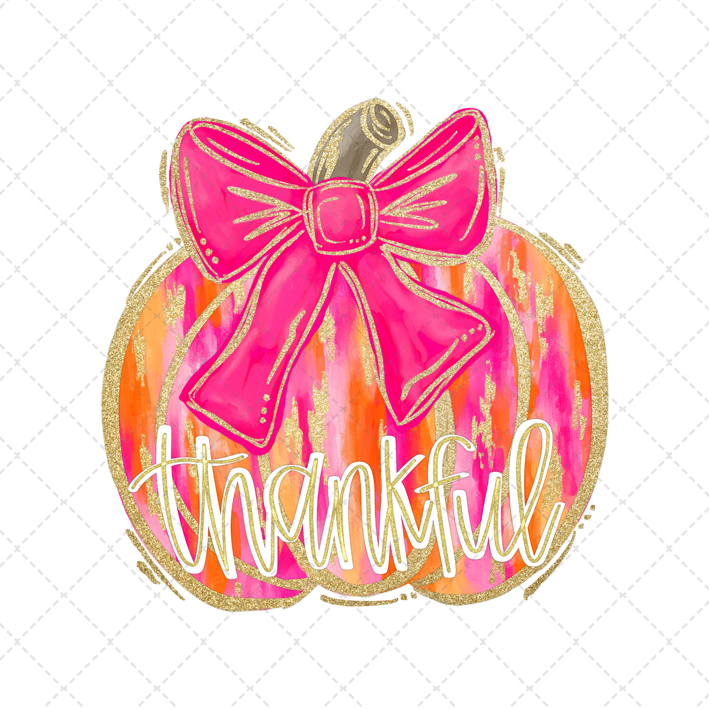 Pink Thankful Pumpkin Transfer