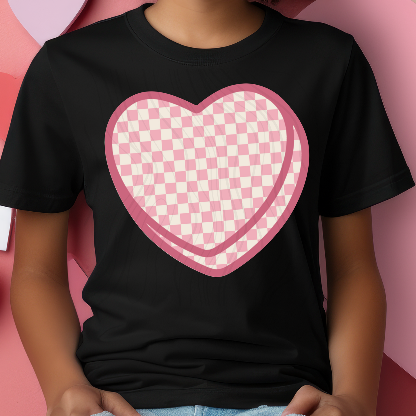 Pink Checkered Heart Transfer