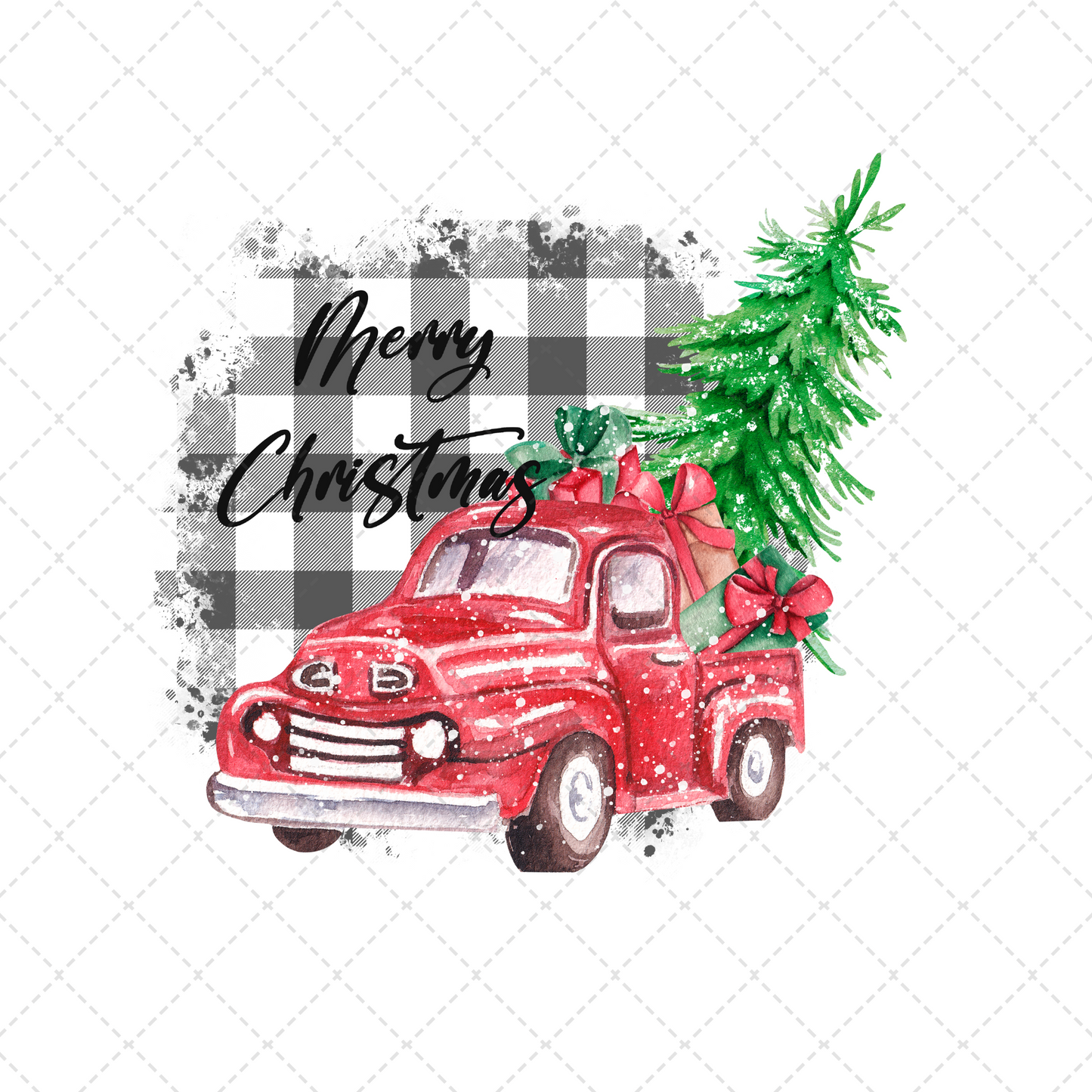 Merry Christmas Plaid Truck Transfer