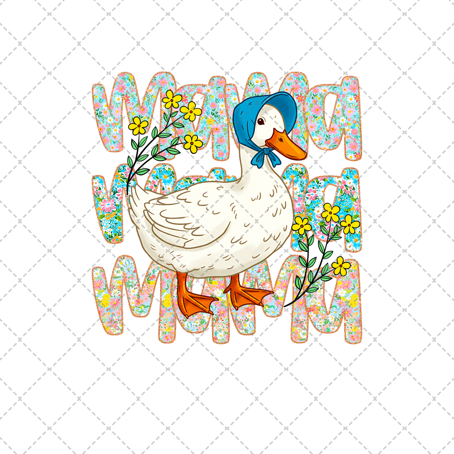 Pastel Floral Goose Transfer