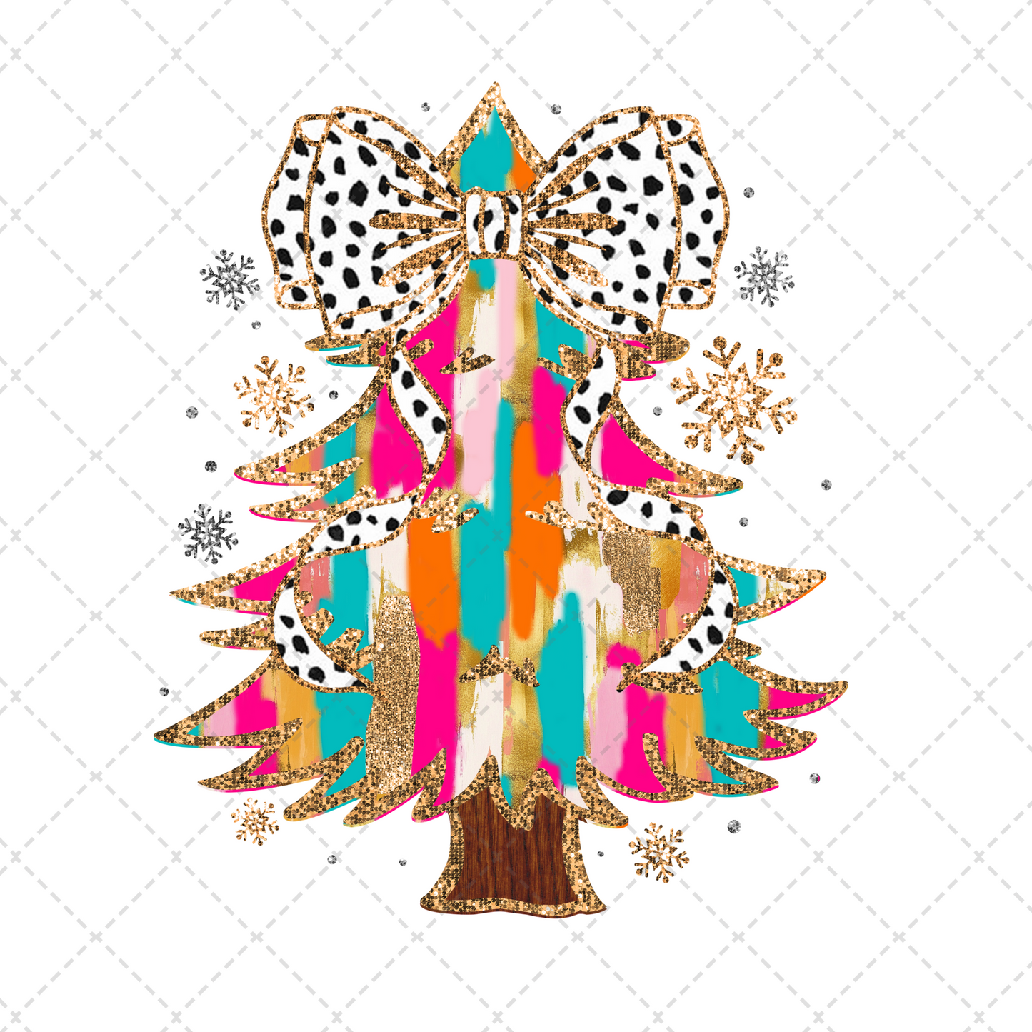 Pink Brushstroke Christmas Tree Transfer