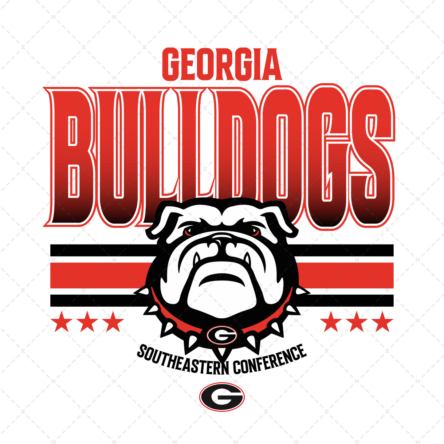 GA Bulldogs Red/White Transfer **TWO PART* SOLD SEPARATELY**