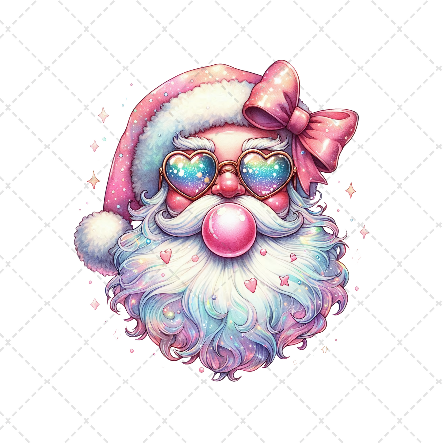 Bubblegum Christmas Iridescent Santa Transfer