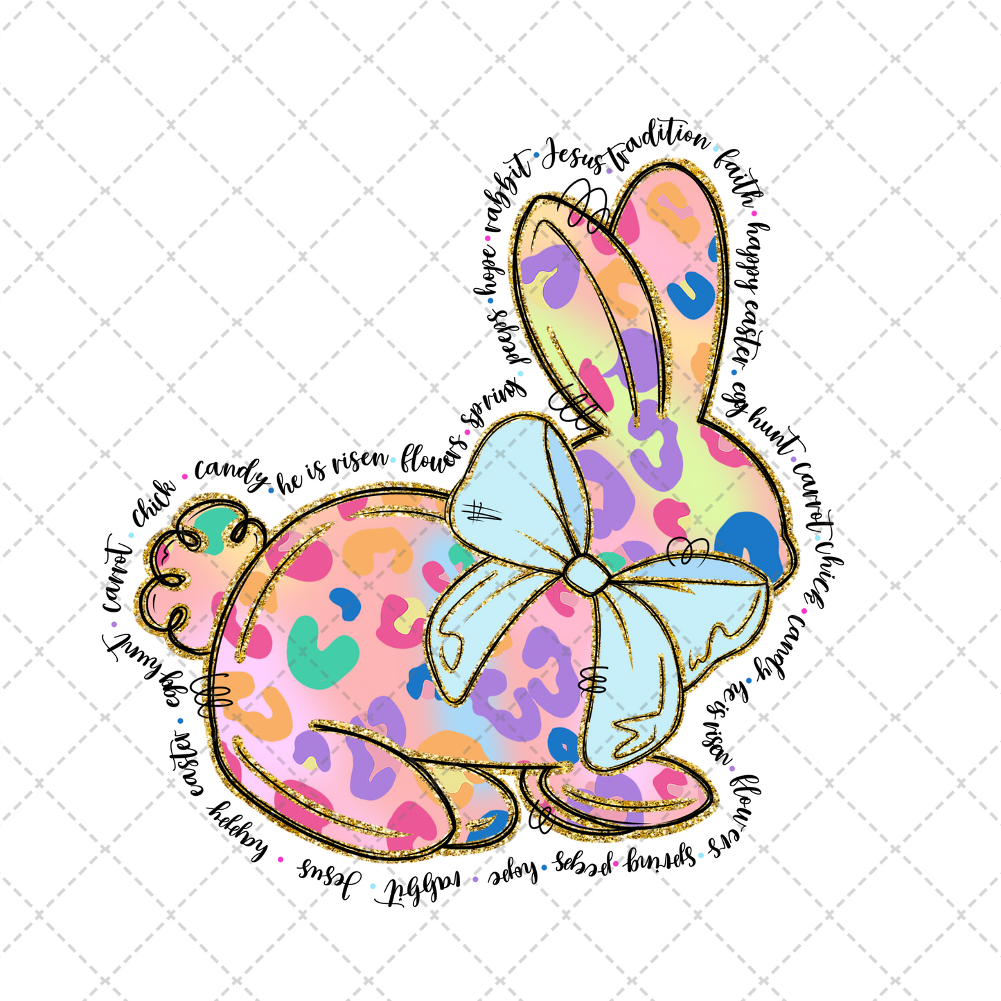 Colorful Leopard Bunny Transfer