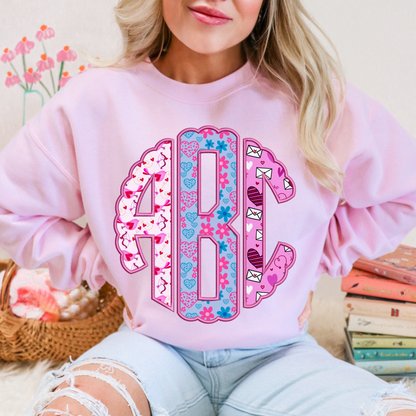 Pink Cupid Hearts - Custom Monogram Transfer