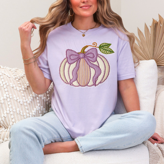Pumpkin With Purple Bow Transfer