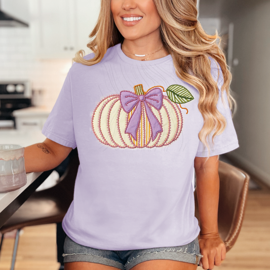 Pumpkin With Yellow Purple Bow