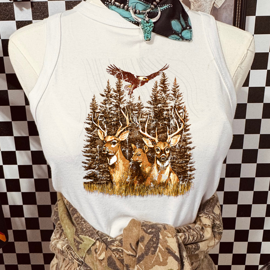 Vintage Deer Eagle Transfer