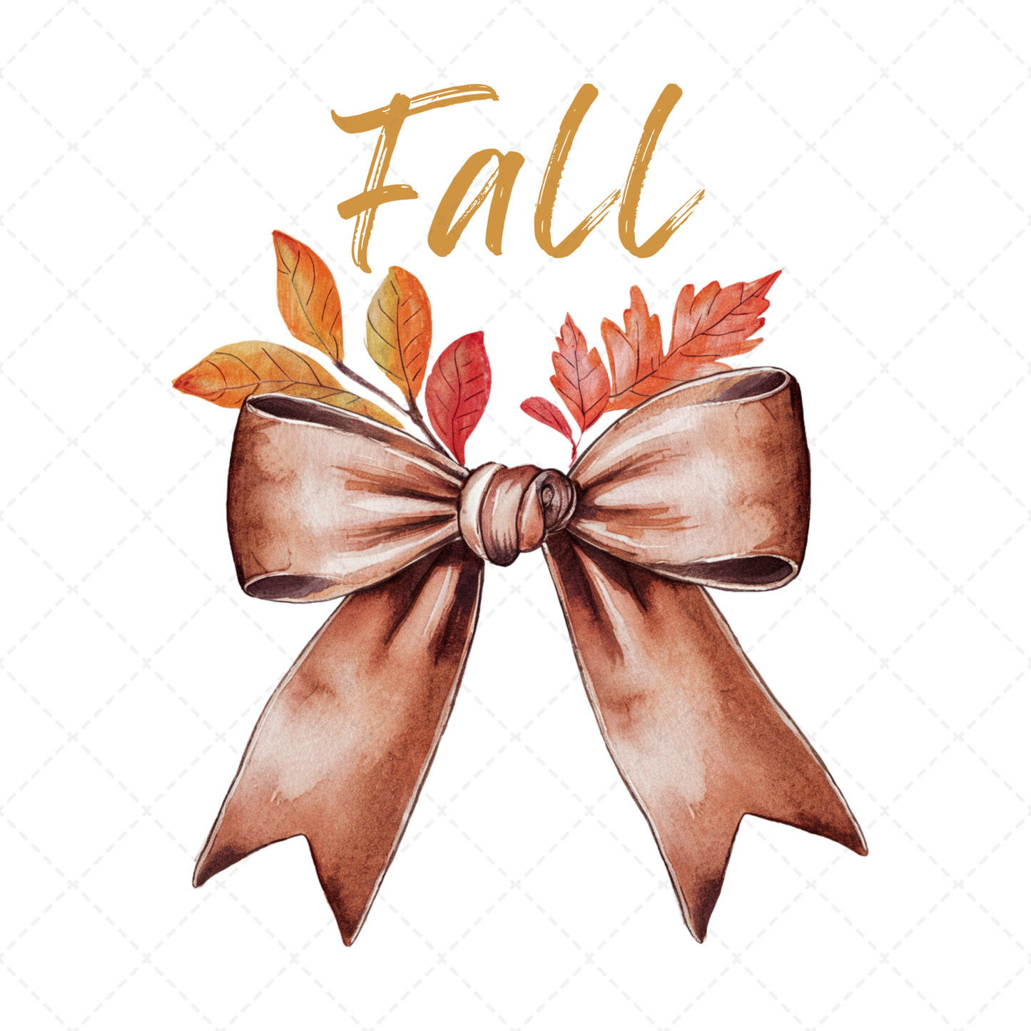 Fall Bow With Leaves Transfer