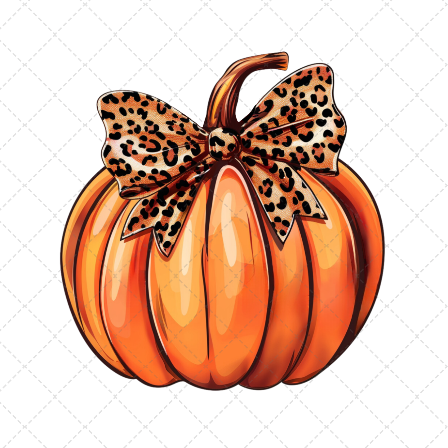 Pumpkin Leopard Bow Transfer