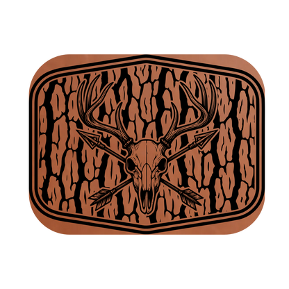 Deer Skull Wood Bark  Leather Patch