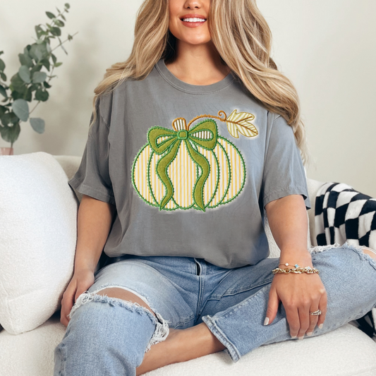 Pumpkin Green Bow Green Transfer