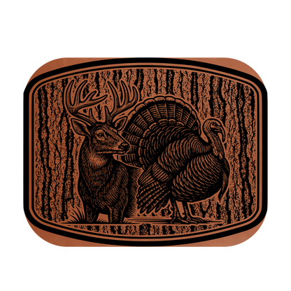 Deer & Turkey Wood Bark  Leather Patch
