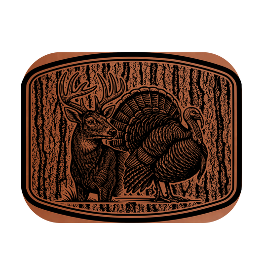 Deer & Turkey Wood Bark  Leather Patch