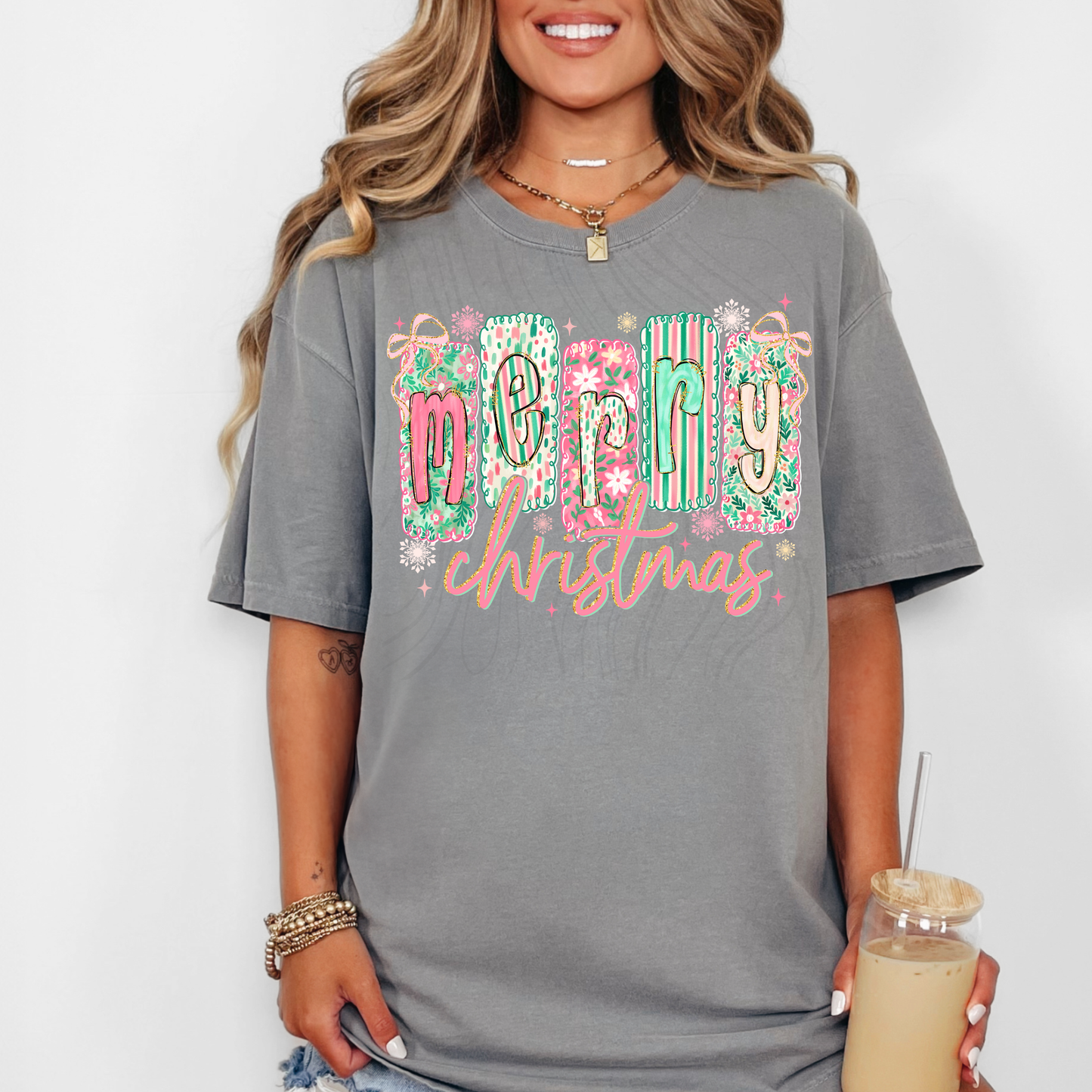 Merry Christmas Glitter Brushstroke Transfer