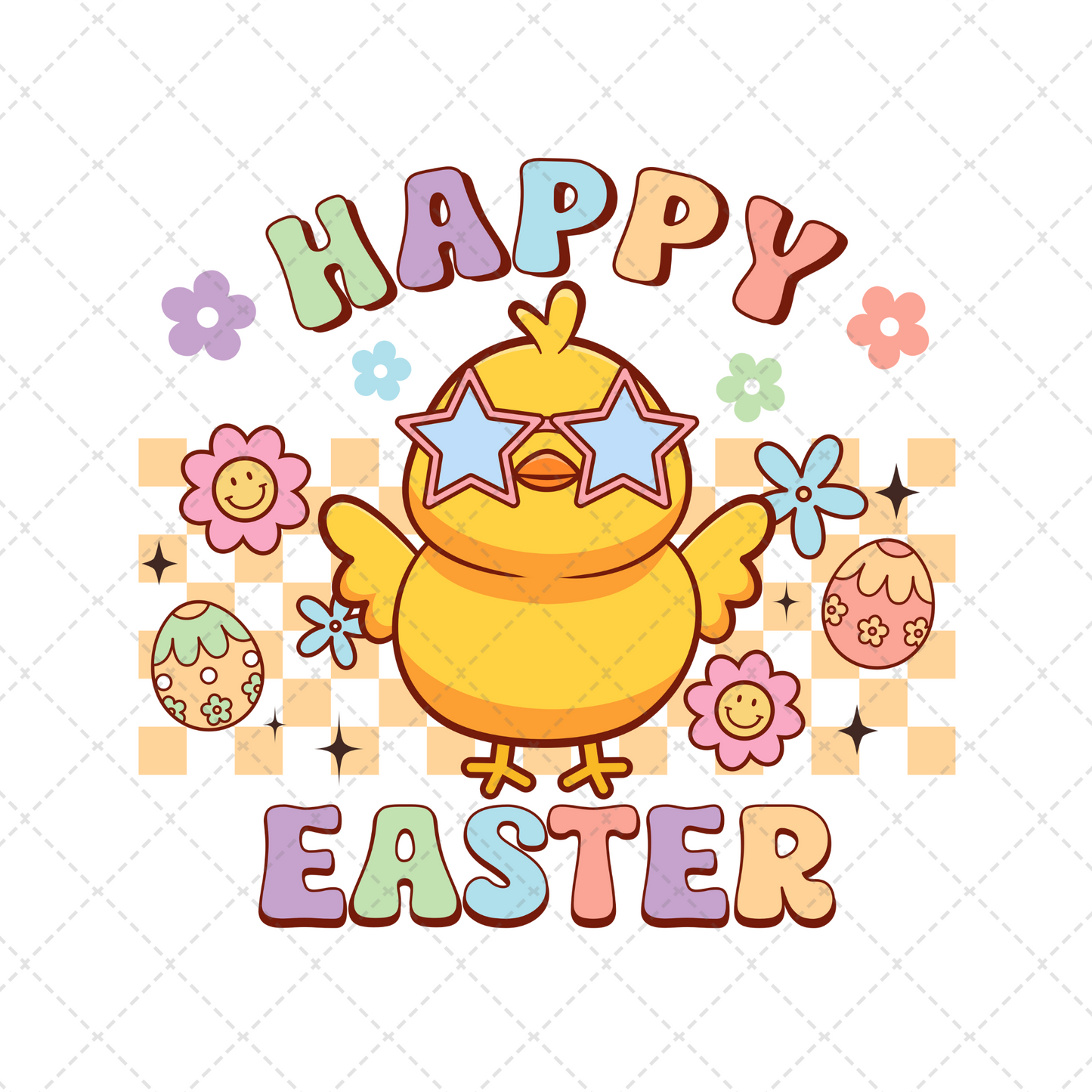 Happy Easter Starry Chick Transfer