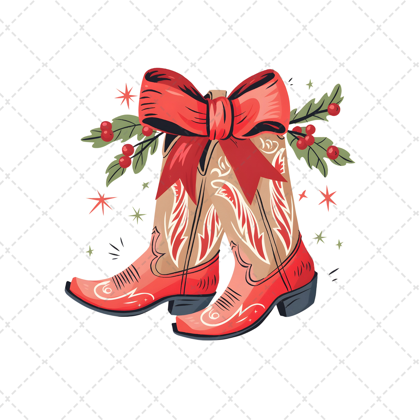 Country Christmas Boots Transfer