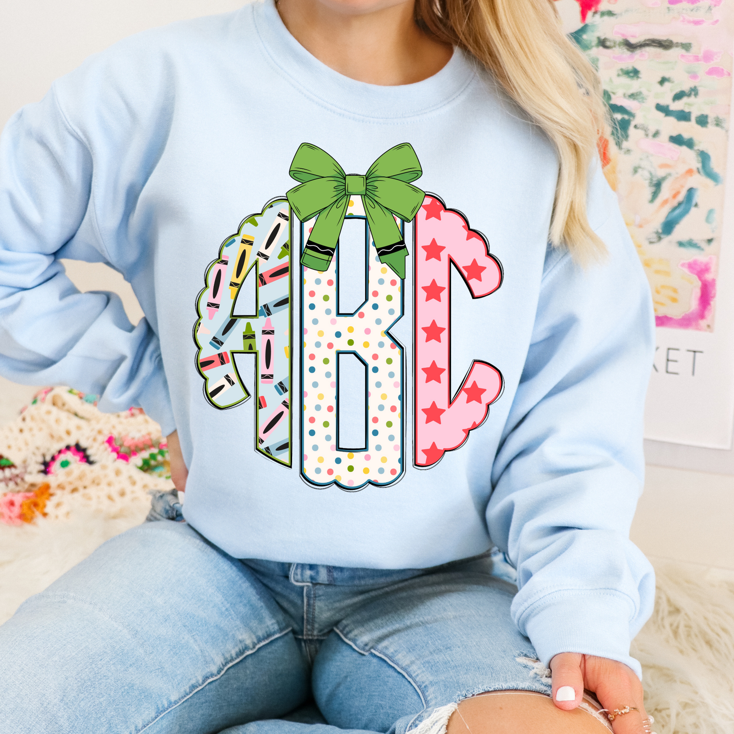 Coquette Teacher Pink Star- Custom Monogram Transfer