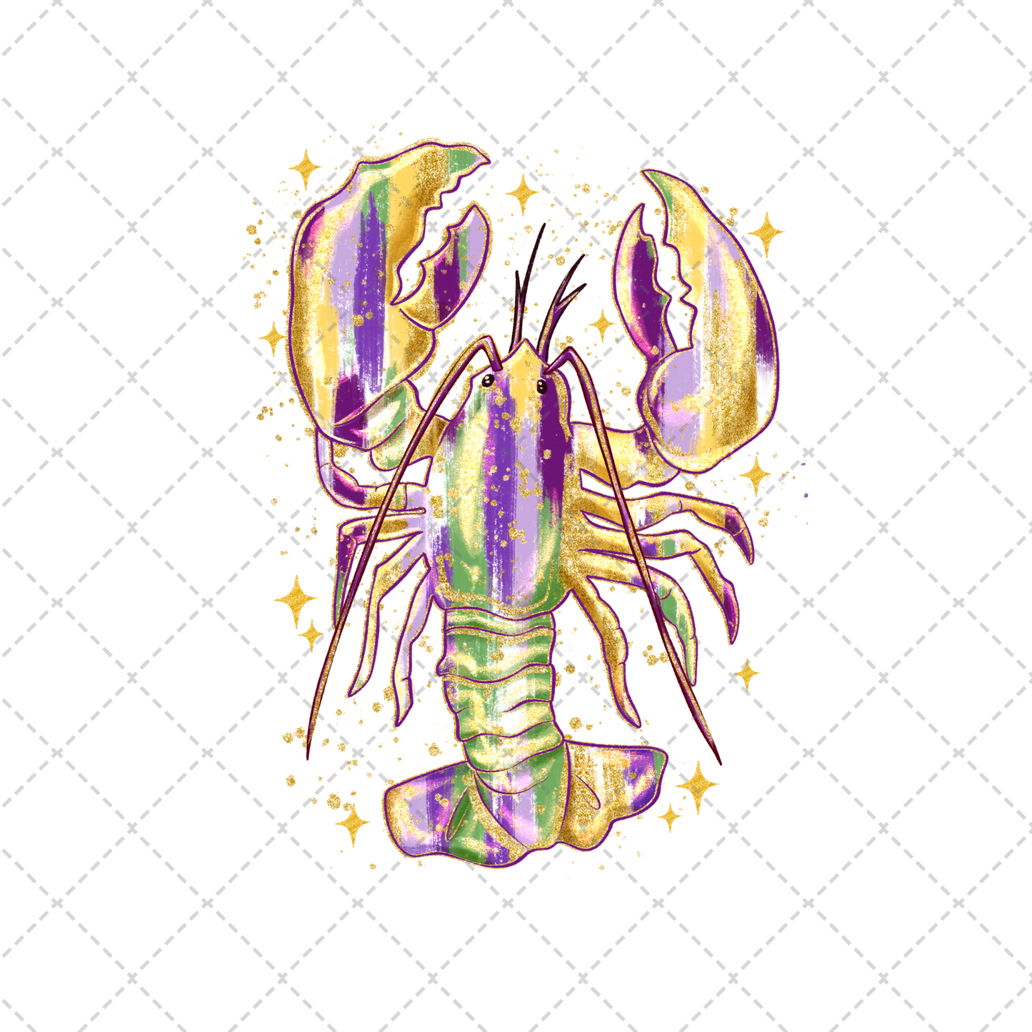 Crawfish Mardi Gras Glitter Transfer