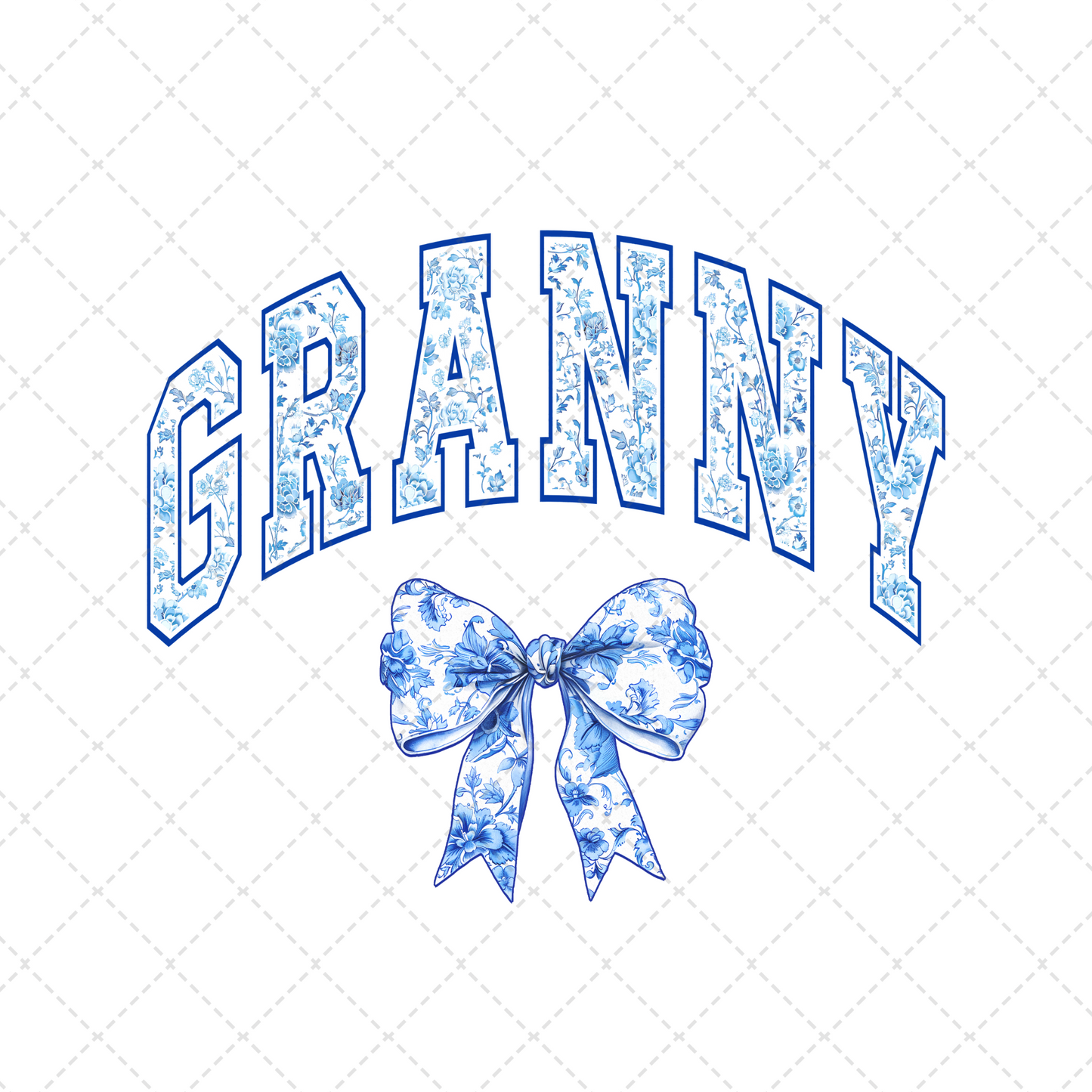 Granny Blue Floral Transfer