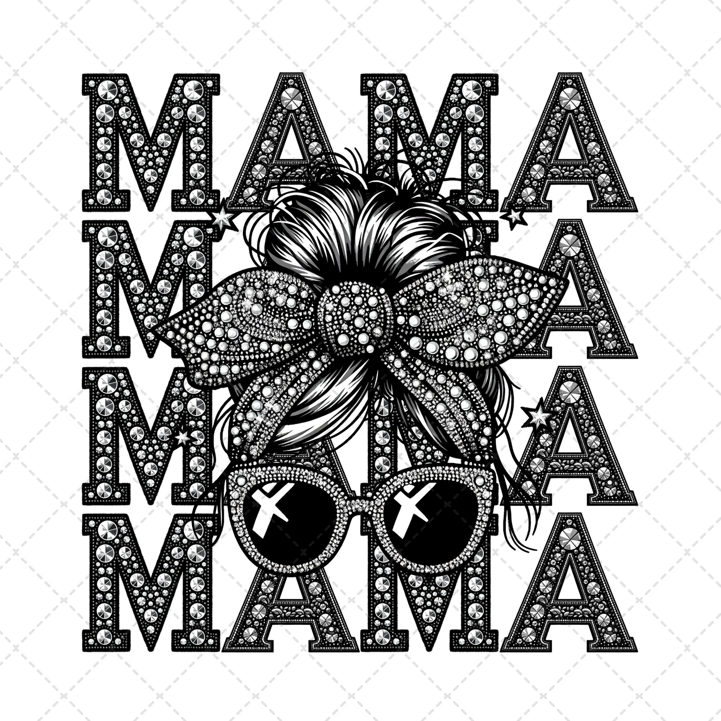 Mama Headband Rhinestone Transfer