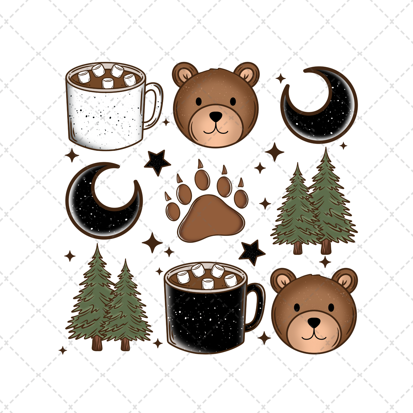 Bear Mugs Camping Transfer