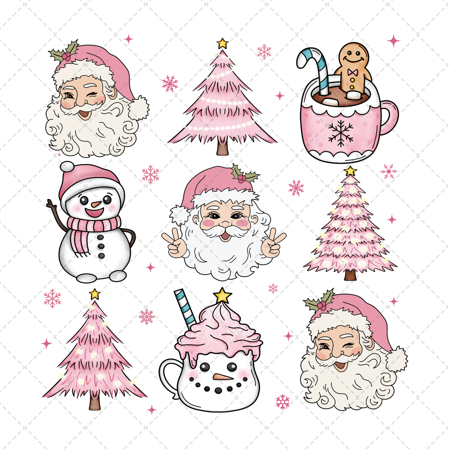 Retro Pink Christmas Transfer