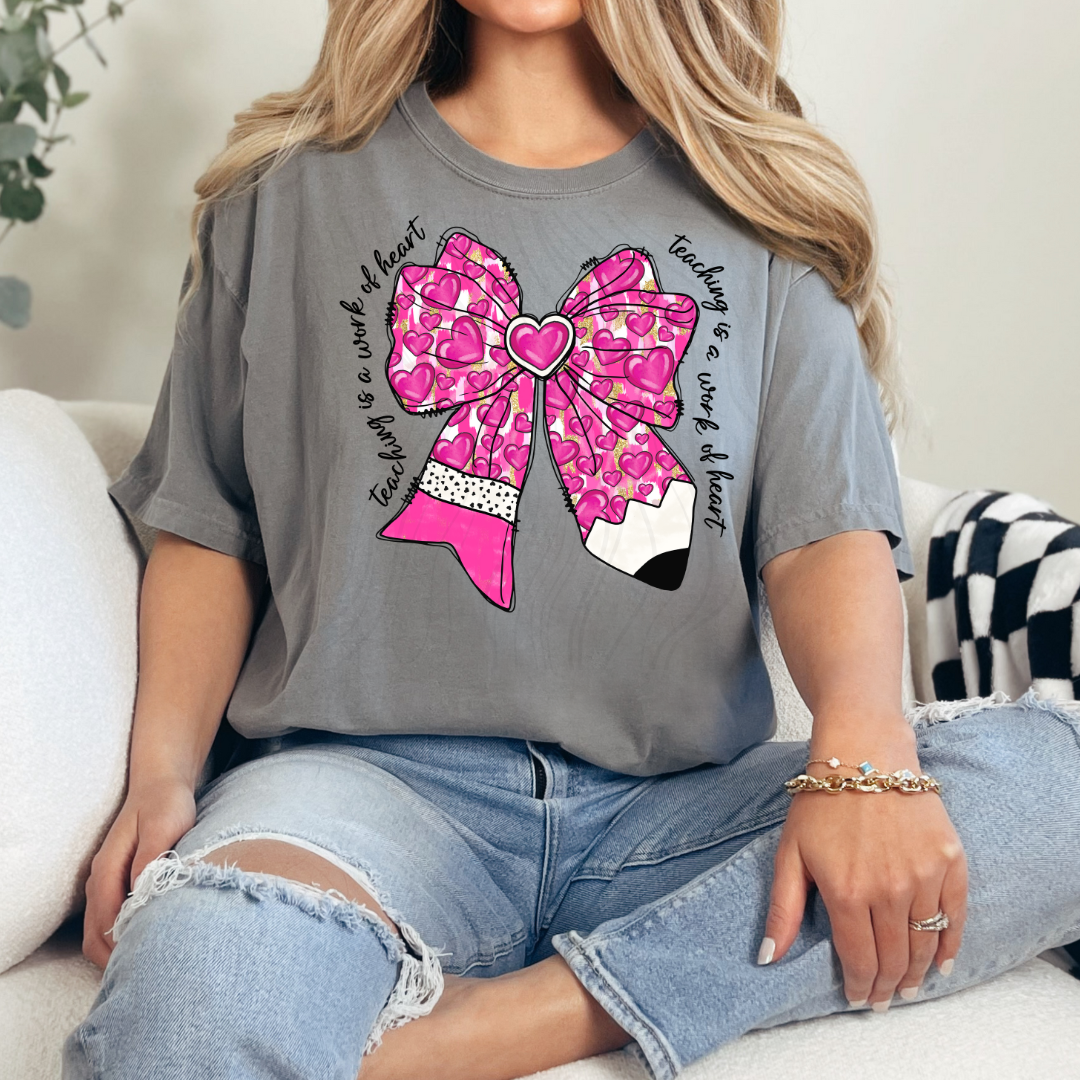 Teacher Heart Bow Transfer